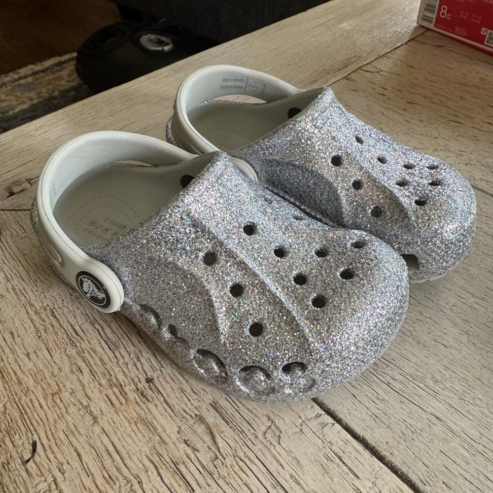 CROCS Silver Sparkle Clogs - Picture 2 of 4
